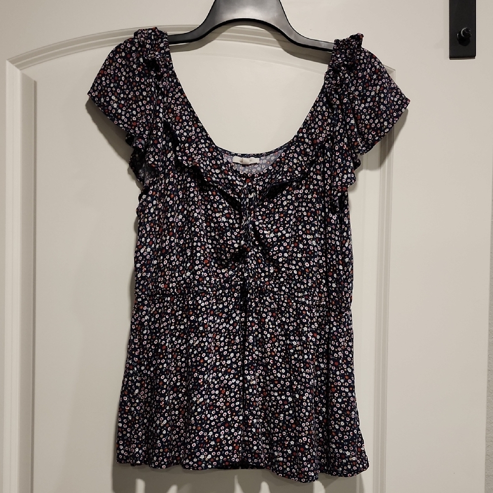 Floral Ruffle Sleeve Top